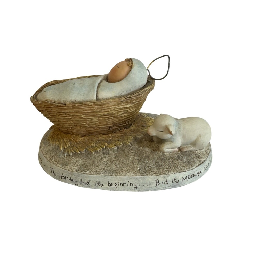 RAZ Imports Lifesighs Chris Shea Baby Jesus Manger Lamb Nativity Figurine